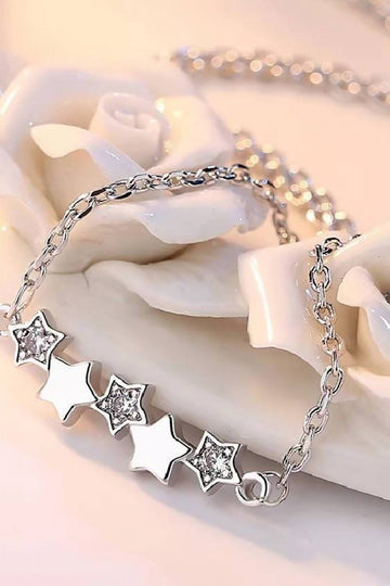 Stylacity Silver Stars Delicate Necklace With Cubic Zirconia Stones. Stylacity